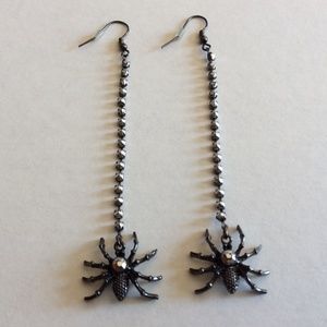 Spider Rhinestone Dangle Drop Hooks Earrings